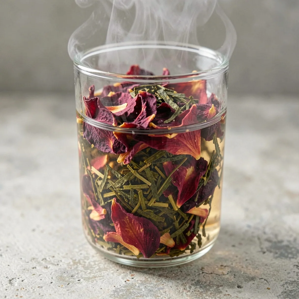 Foglie di tè verde in infusione