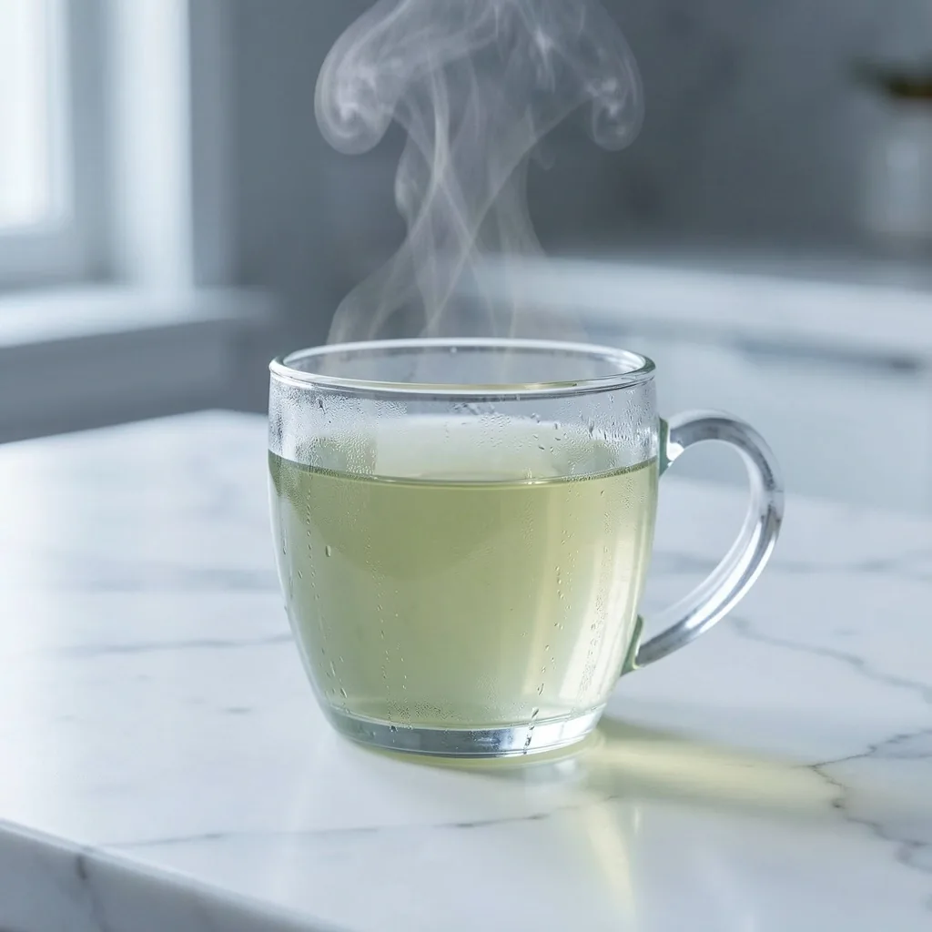 Tè in infusione in tazza di vetro